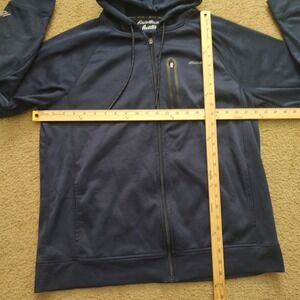 Eddie Bauer Mens Navy Blue Full Zip Fleece Hoodie Jacket Size Large